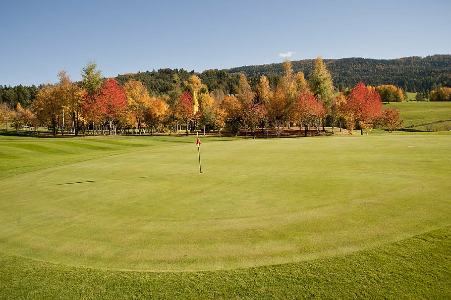 golf, autumn, south tyrol, petersberg, golf course, landscape, HD wallpaper