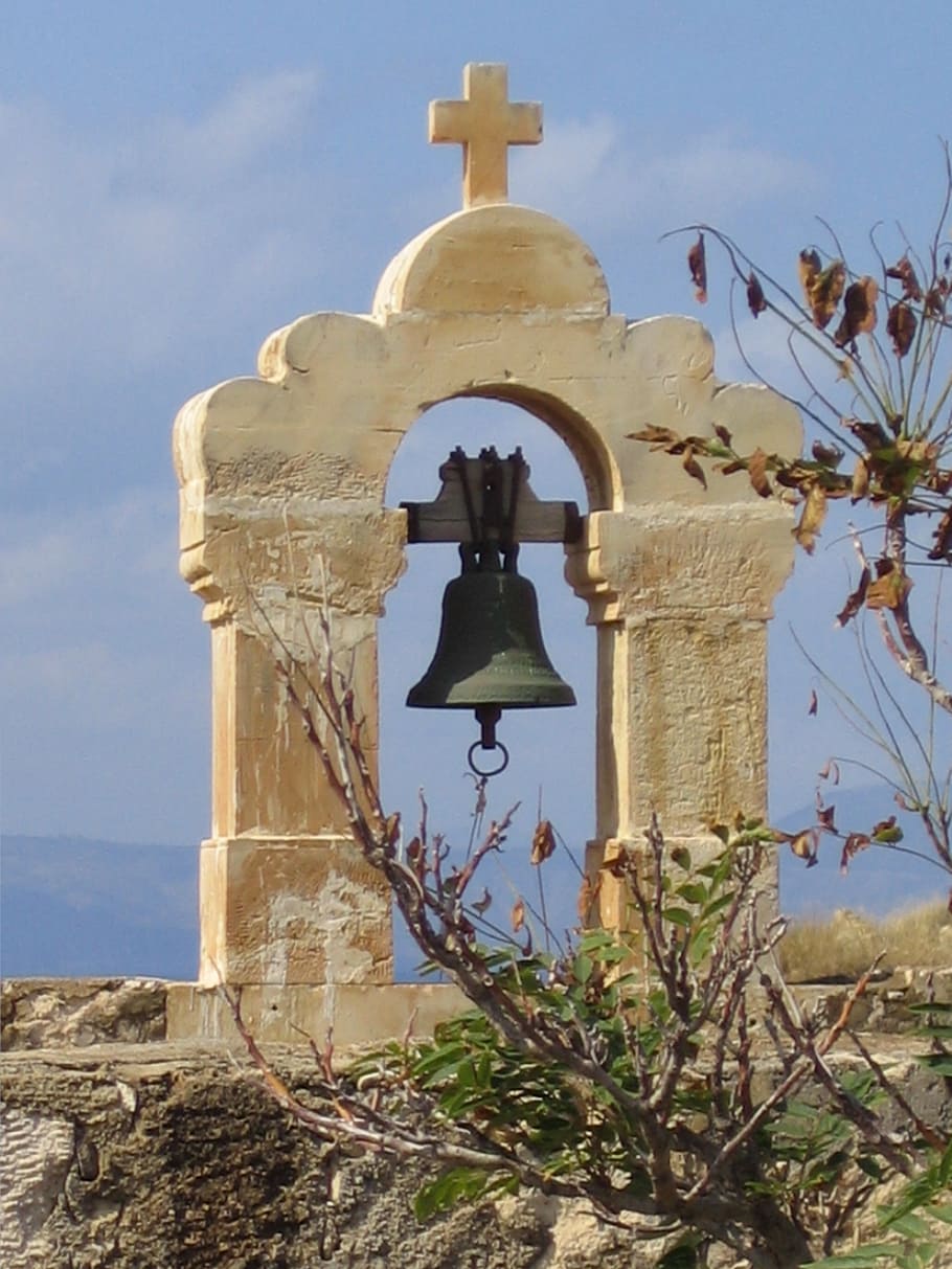 bell, greece, outlook, architecture, religion, belief, sky HD wallpaper
