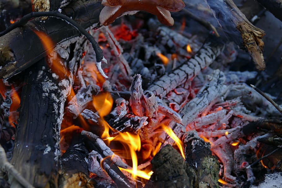fire, embers, heiss, heat - temperature, fire - natural phenomenon HD wallpaper