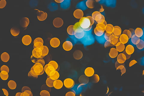 Abstract bokeh light at night, boket lights, orange, blue, creative HD wallpaper