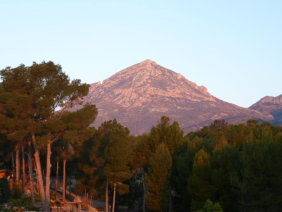 mountain, la nucia, spain, tree, plant, scenics - nature, sky HD wallpaper