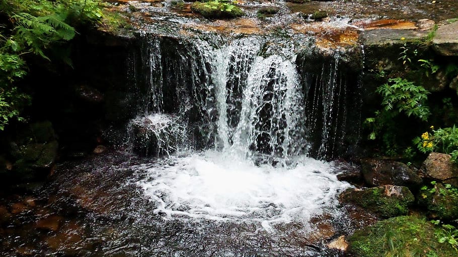 water, stones, river, motion, rock, solid, rock - object, waterfall HD wallpaper