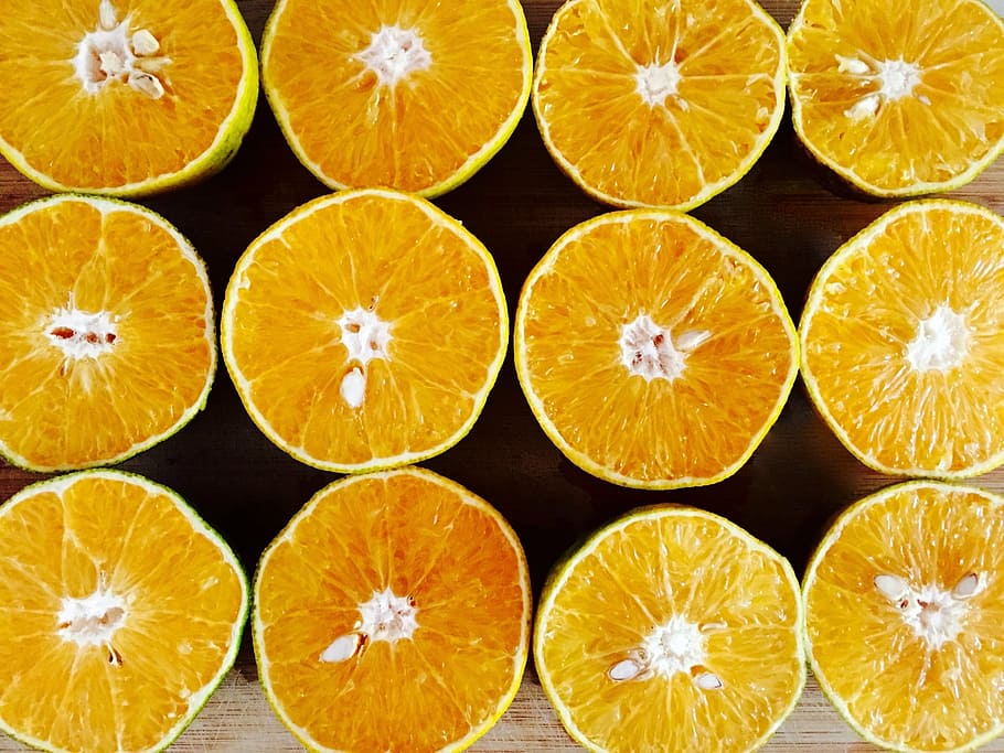 slice orange log, oranges, yellow, cut, half, fruit, juicy HD wallpaper