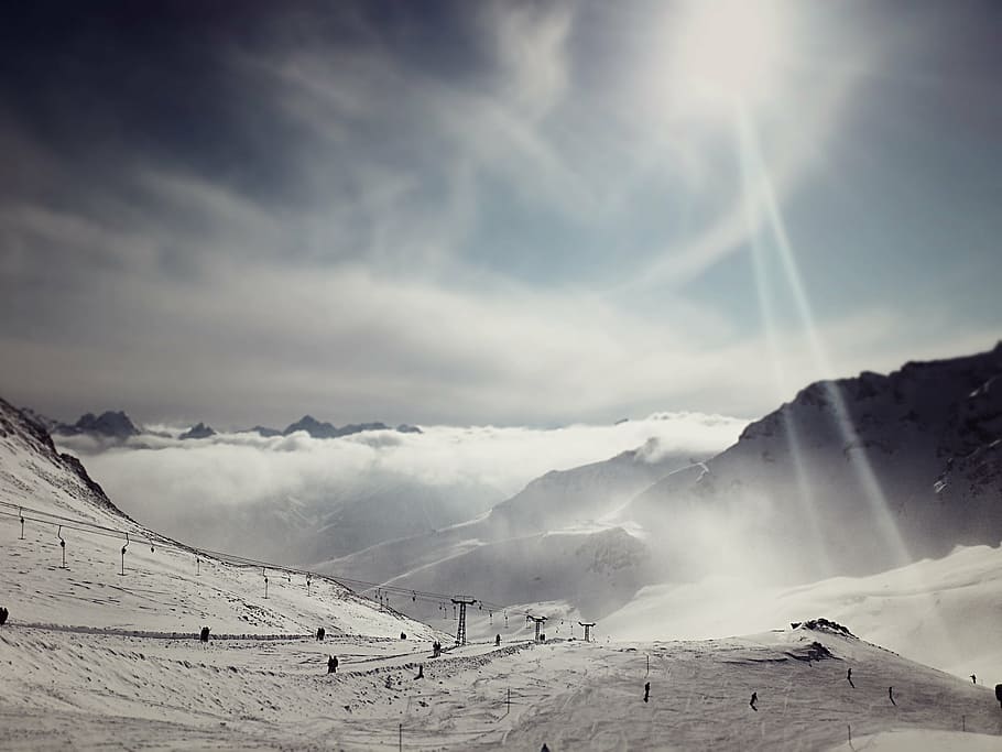 skiing, slope, mountains, winter, snow, sports, white, alps
