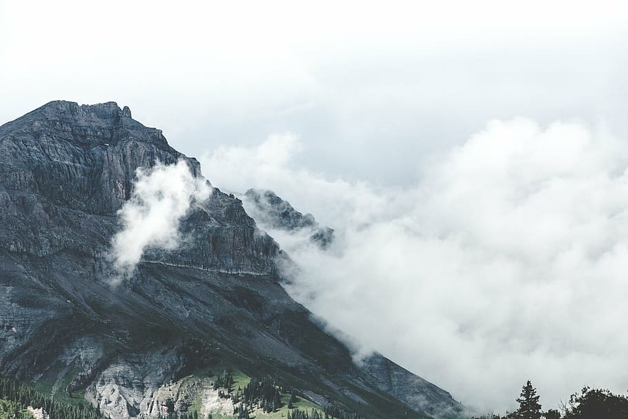 mountains during daytime, peak, summit, clouds, rock, landscape HD wallpaper