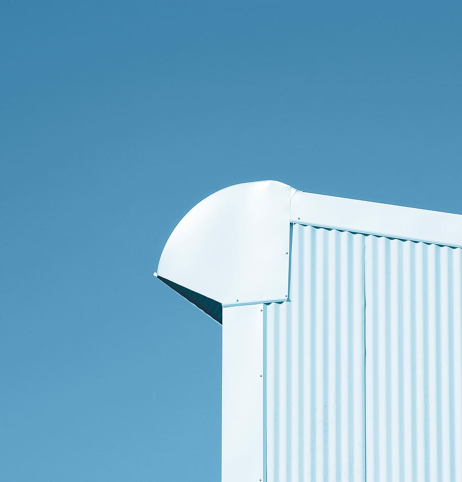 white corrugated sheet ceiling, white metal building under blue sky at daytime HD wallpaper