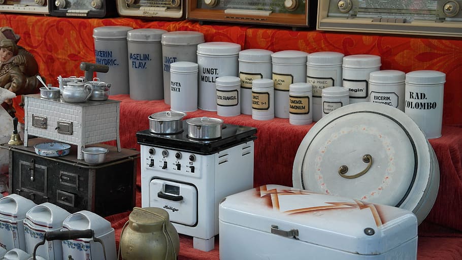 tableware, junk, market, antiques, flea market, business, old HD wallpaper
