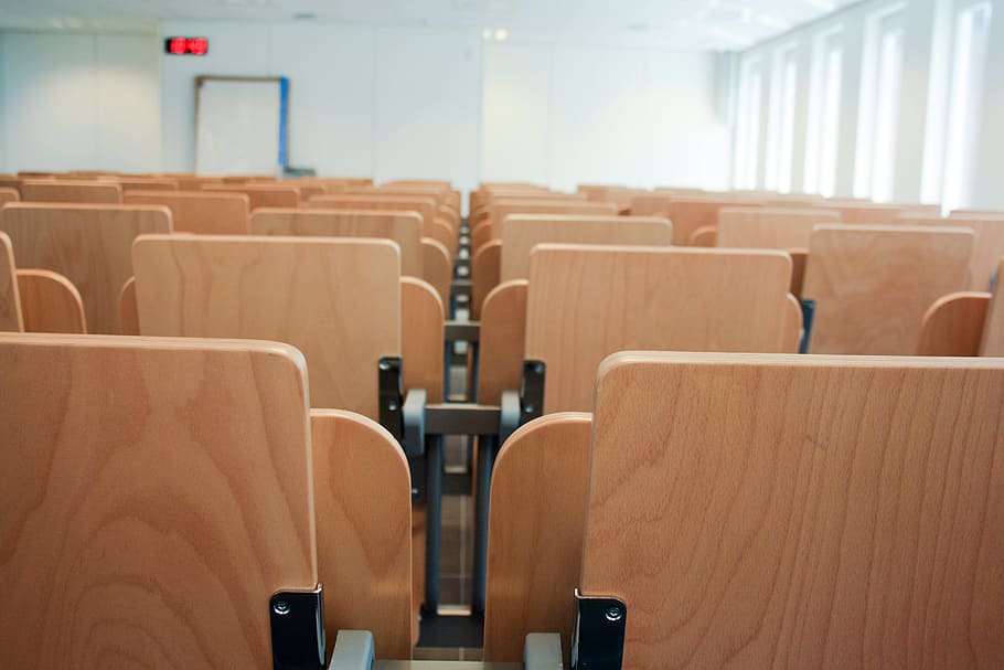 classroom, sofas, chairs, seat, empty, absence, indoors, in a row HD wallpaper