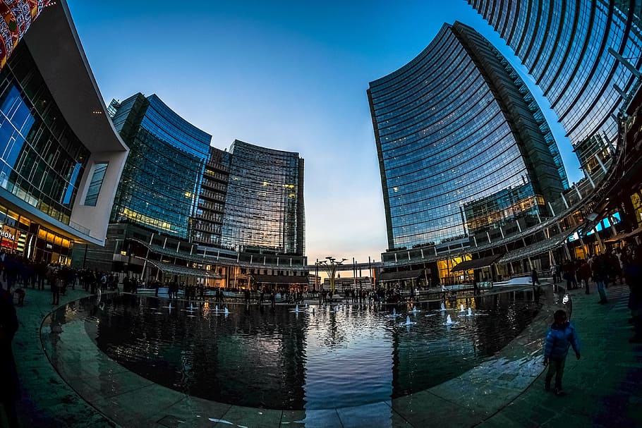 architecture, buildings, infrastructures, blue, sky, skyscraper HD wallpaper