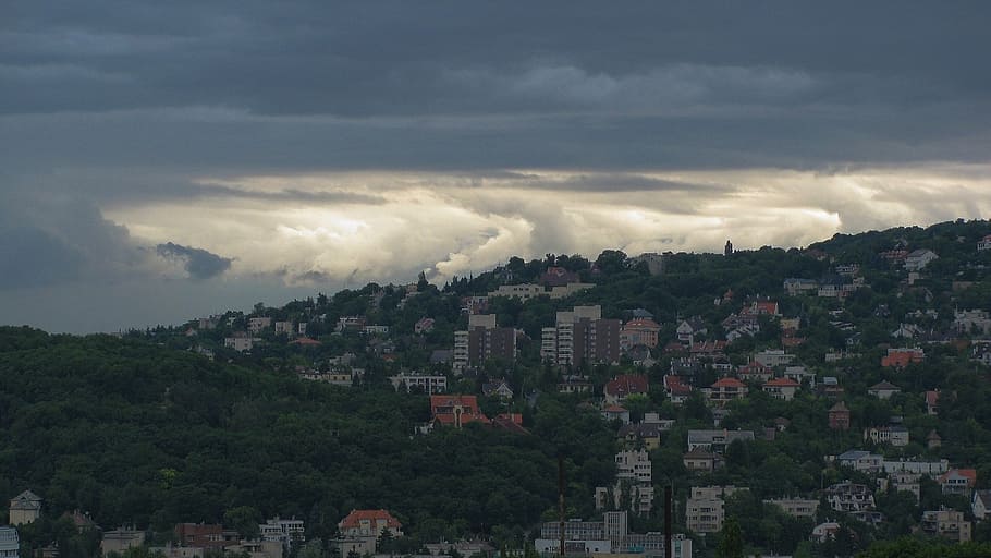 budapest, clouds, rainy weather, gray, cityscape, building exterior HD wallpaper