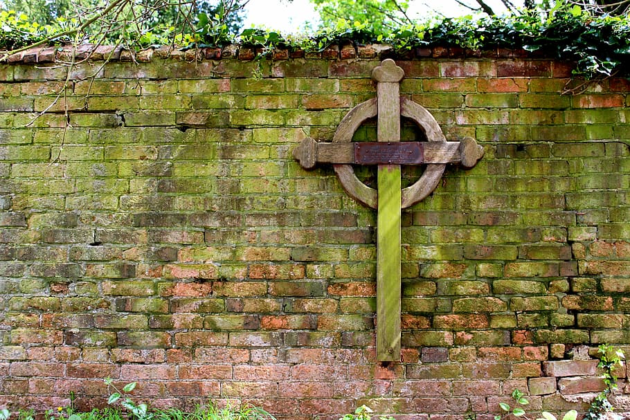 cross, wall, bricks, church, christianity, sign, symbol, catholic HD wallpaper