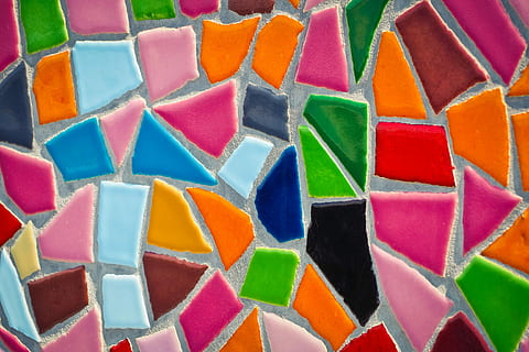 pink and multicolored tile graphics art, mosaic, tiles, pattern HD wallpaper