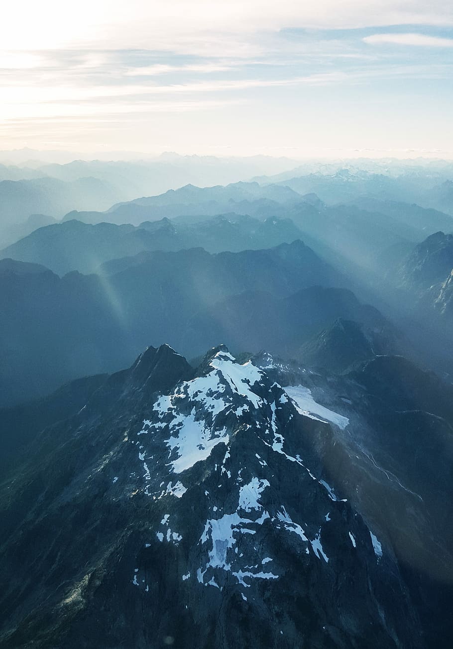 aerial photography of mountains at daytime, depth, vancouver HD wallpaper