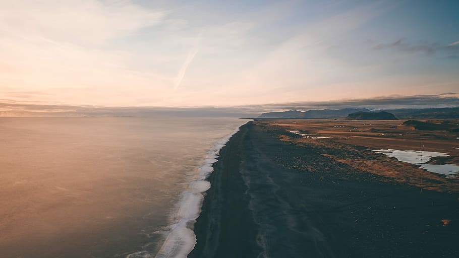 sea waves on shore, arial view of ocean, beach, water, coast HD wallpaper
