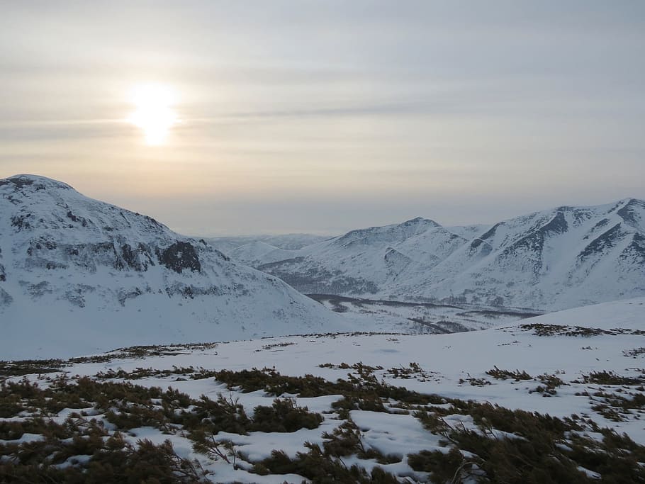 mountains, ridge, slopes, rocks, snow, stones, height, open space HD wallpaper
