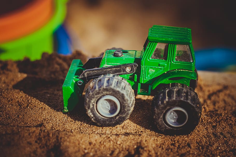 toy, tractor, fantasy, plastic, green color, machinery, toy car HD wallpaper