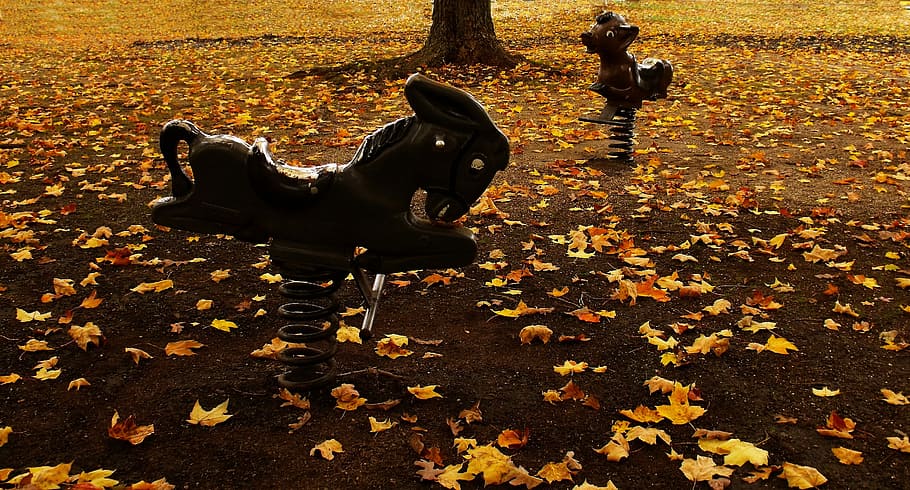 Playground, Fall, Leaves, park, autumn, leaf, outdoors, full length HD wallpaper