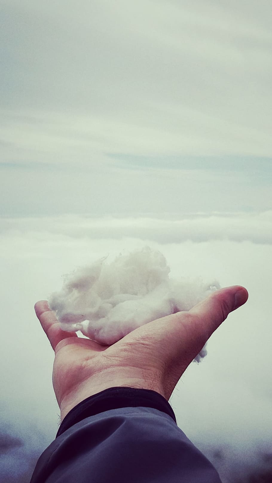 shallow focus photography of man holding snow during day time, person holding white cotton HD wallpaper