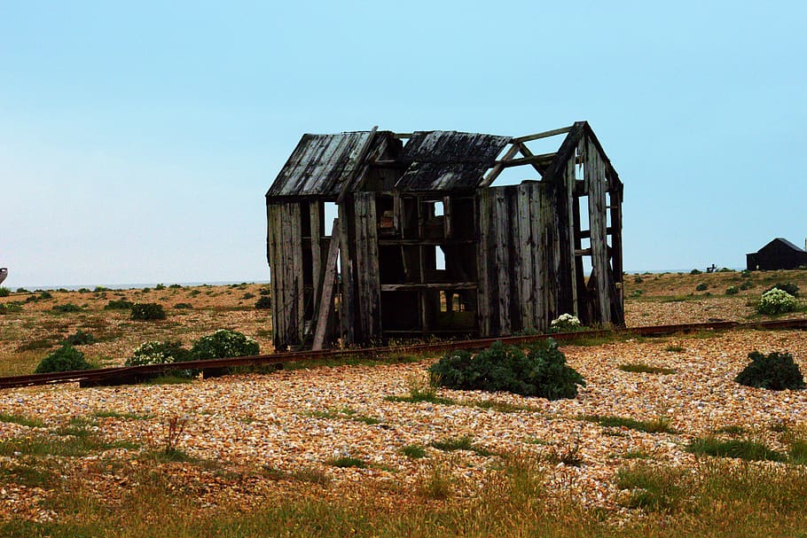 old shed, abandoned, dungeness, sky, architecture, built structure HD wallpaper