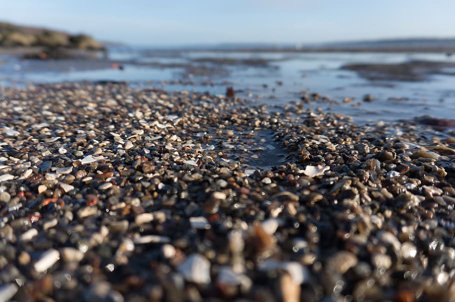 pebbles, sea, shore, stone, beach, calm, nobody, ocean, germany, HD wallpaper