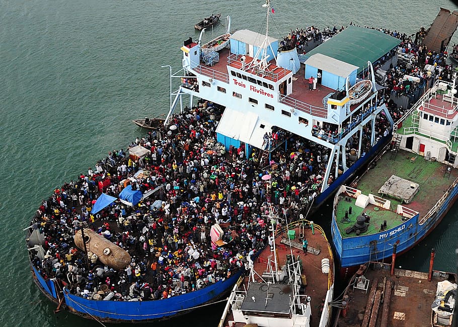 ship full of people, Haiti, Ferry, Boat, Harbor, Port, pier HD wallpaper