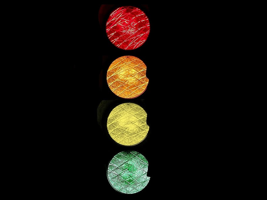 Fire, Orange, quadricolore, green, red, yellow, black background HD wallpaper