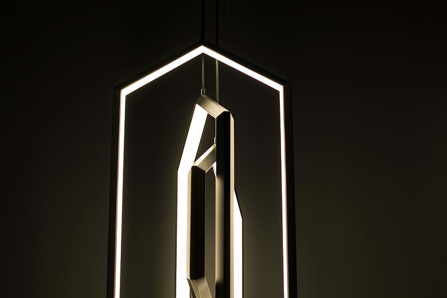 turned-on diamond tablelamp, modern, art, design, simple, line, HD wallpaper