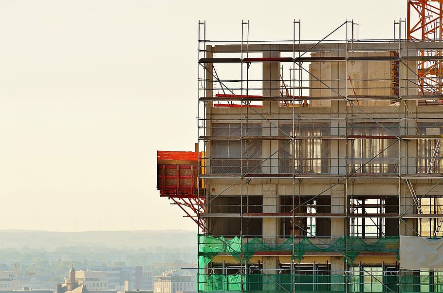 Skyscraper, Construction, Building, site, construction work HD wallpaper