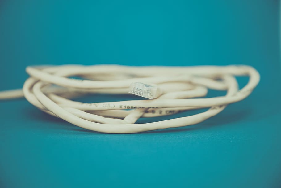 white coated ethernet cable on green surface, wire, internet HD wallpaper
