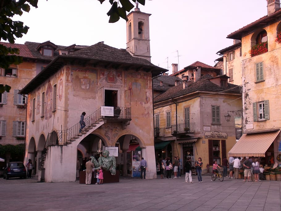 italy, lake, orta, evening, landscape, building exterior, architecture HD wallpaper