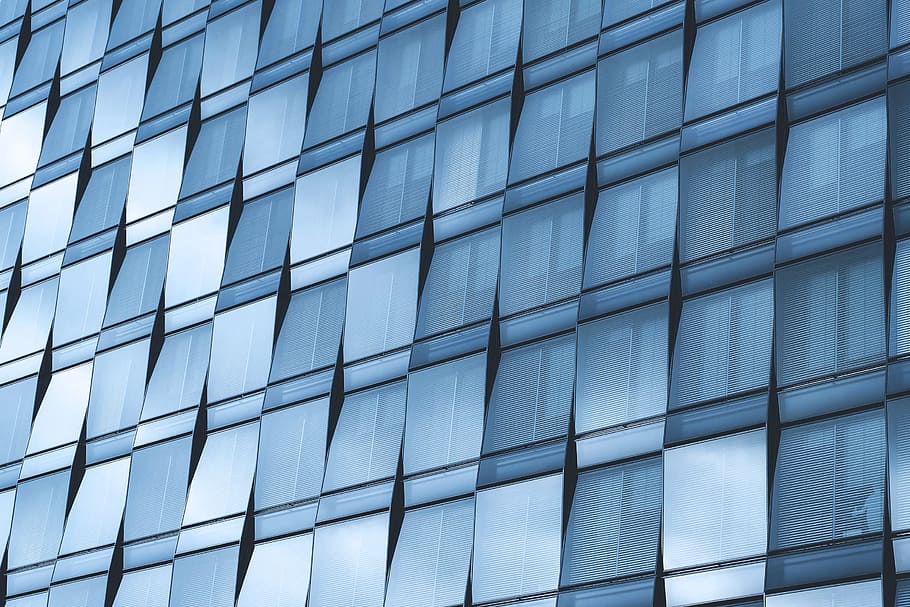 Windows on a glass office business building, architecture, abstract, HD wallpaper