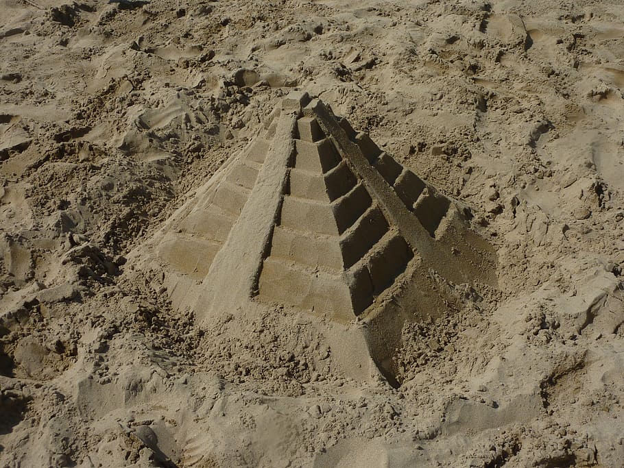 sand, ferragosto, sea, pyramid, holiday, italy, high angle view HD wallpaper