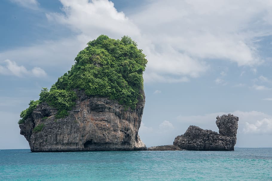 phi phi islands, thailand, rock, landscape, sea, ocean, nature HD wallpaper