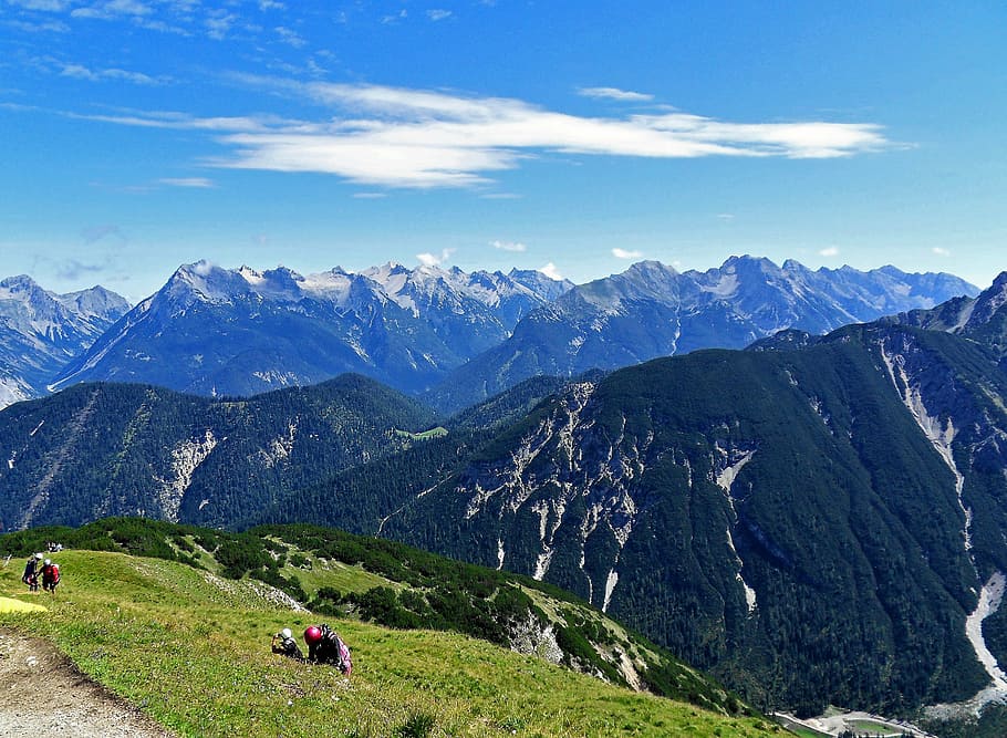 mountain, alps, landscape, panoramic, summit, nature, austria HD wallpaper