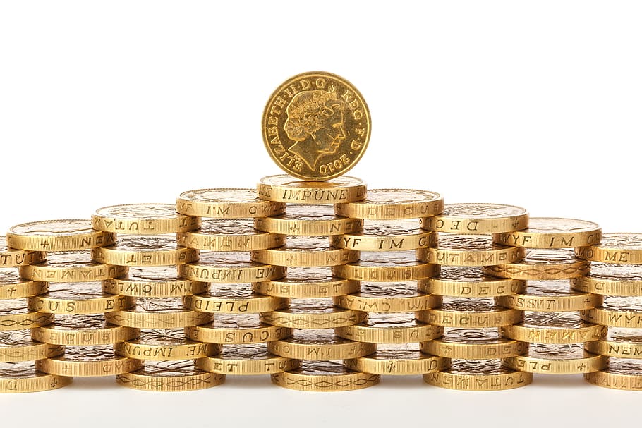 Gold Coin, bank, british, cash, coins, currency, deposit, earnings, HD wallpaper