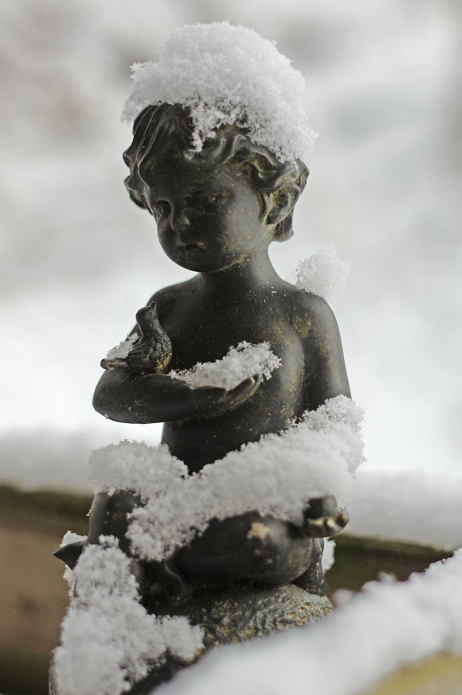 angel, figure, art, statue, putten, angel figure, deco, winter HD wallpaper
