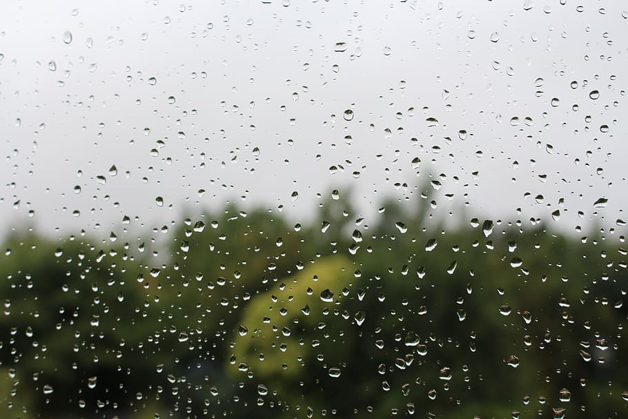 water droplets on glass, raindrops, window, rainy day, weather HD wallpaper