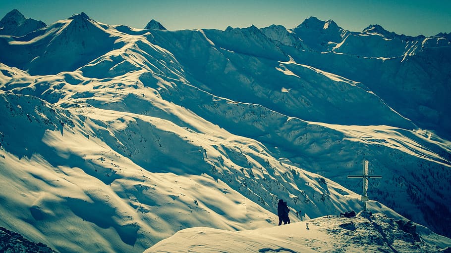 mountain, tyrol, hug, austria, nature, blue, mountains, tyrolean alps, HD wallpaper