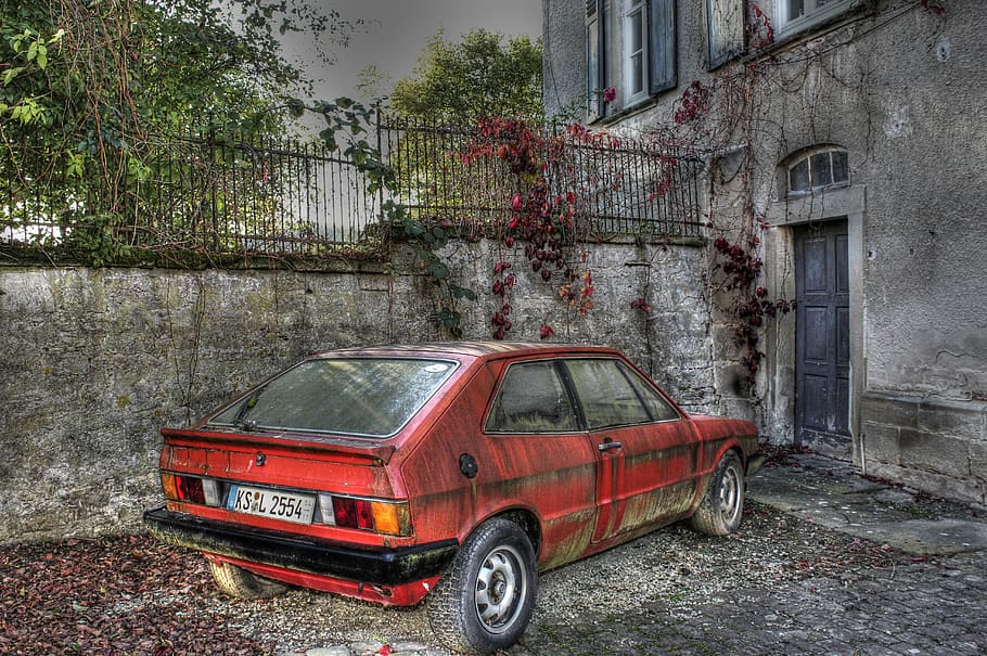 auto, old, old car, pkw, broken, old-fashioned, street, retro Styled HD wallpaper