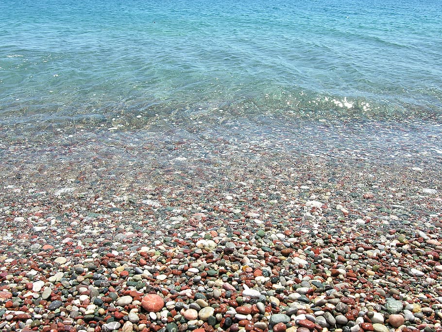 Pebbles, Beach, Nature, Seashore, texture, summer, no people HD wallpaper