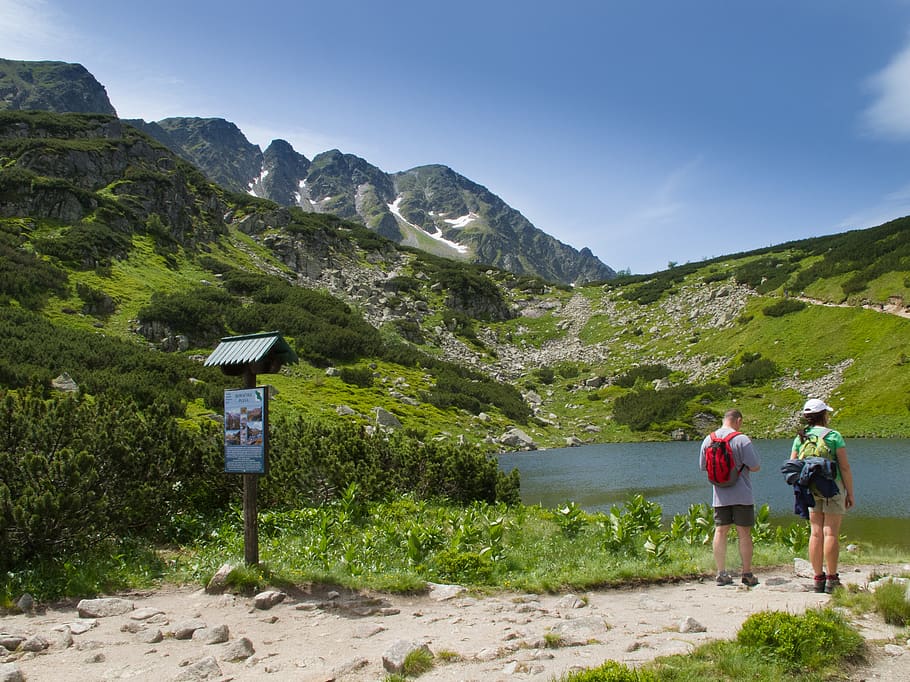 roháče, pleso, tourists, country, mountains, summer, scenics - nature, HD wallpaper