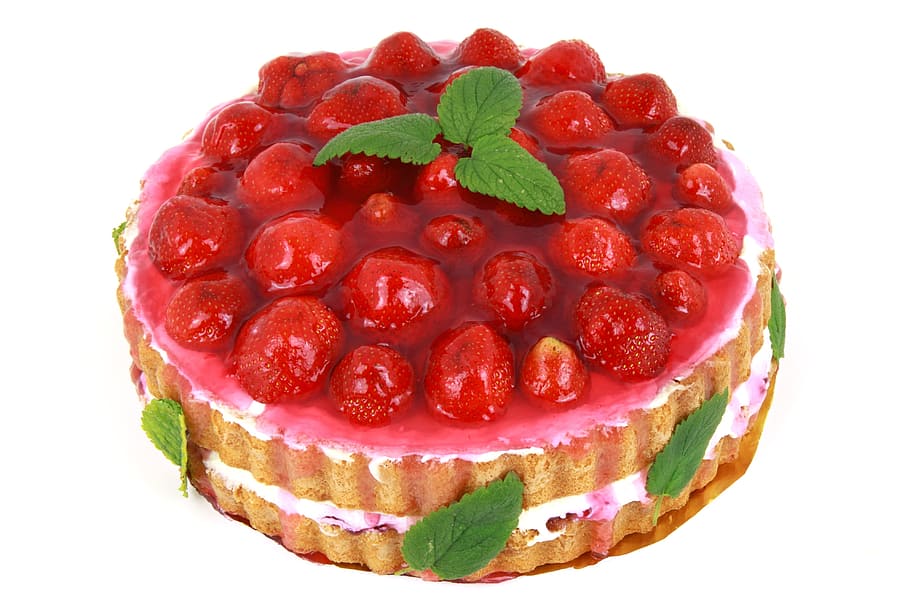 strawberry cake, torte, anniversary, birthday, celebration, cream, HD wallpaper