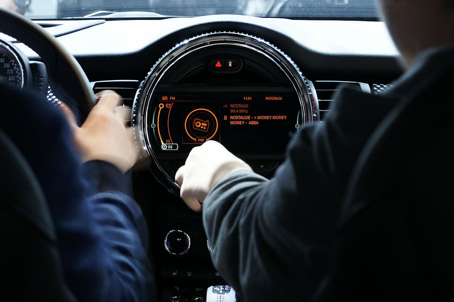 automobile, dashboard, interface, drive, vehicle, hand, mode of transportation HD wallpaper