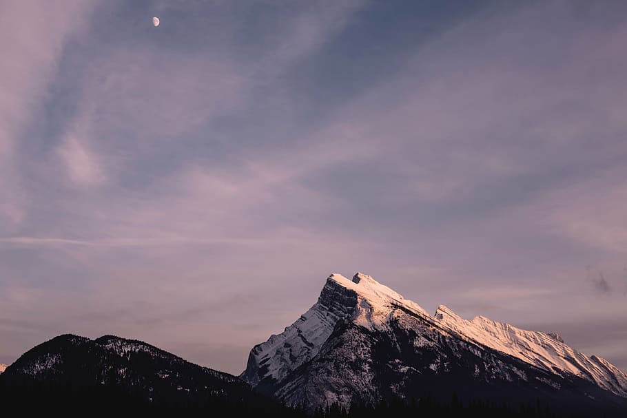 snow coated mountain at daytime, nature, mountains, sky, clouds HD wallpaper