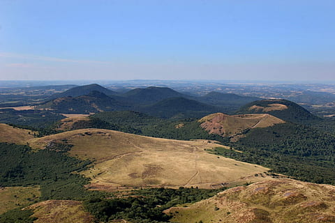 mountain, nature, landscape, panoramic, sky, puy-de-dome, auvergne HD wallpaper