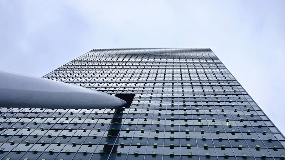 low-angle-photography of curtain wall building at daytime, architecture HD wallpaper