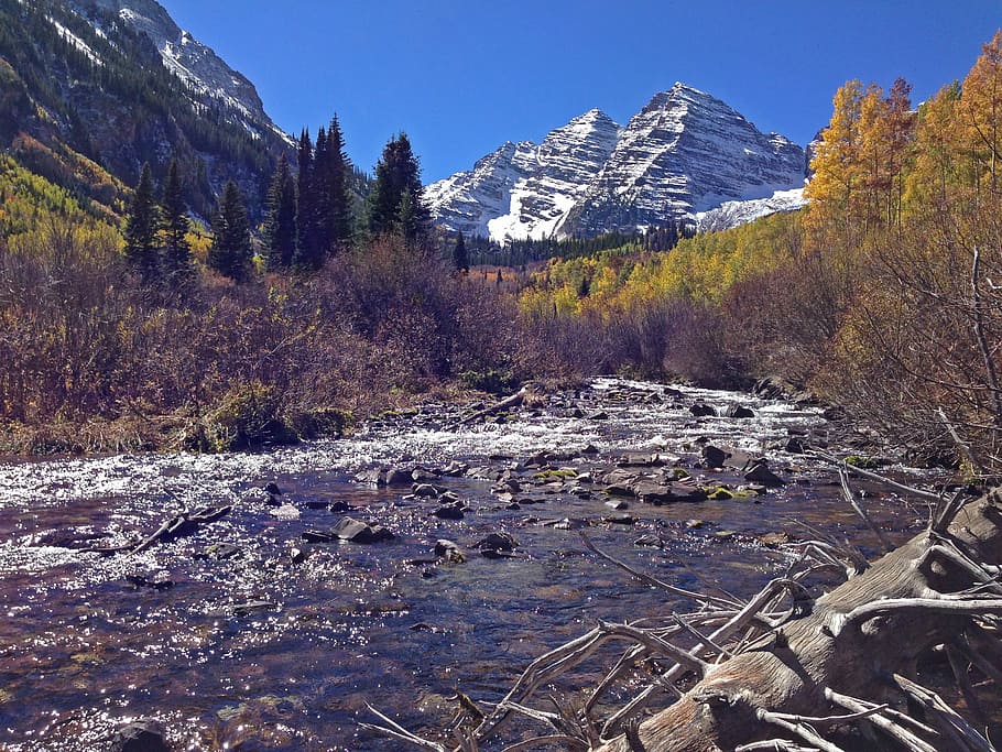 Mountain, Stream, River, Forest, Rock, stone, flowing, landscape HD wallpaper