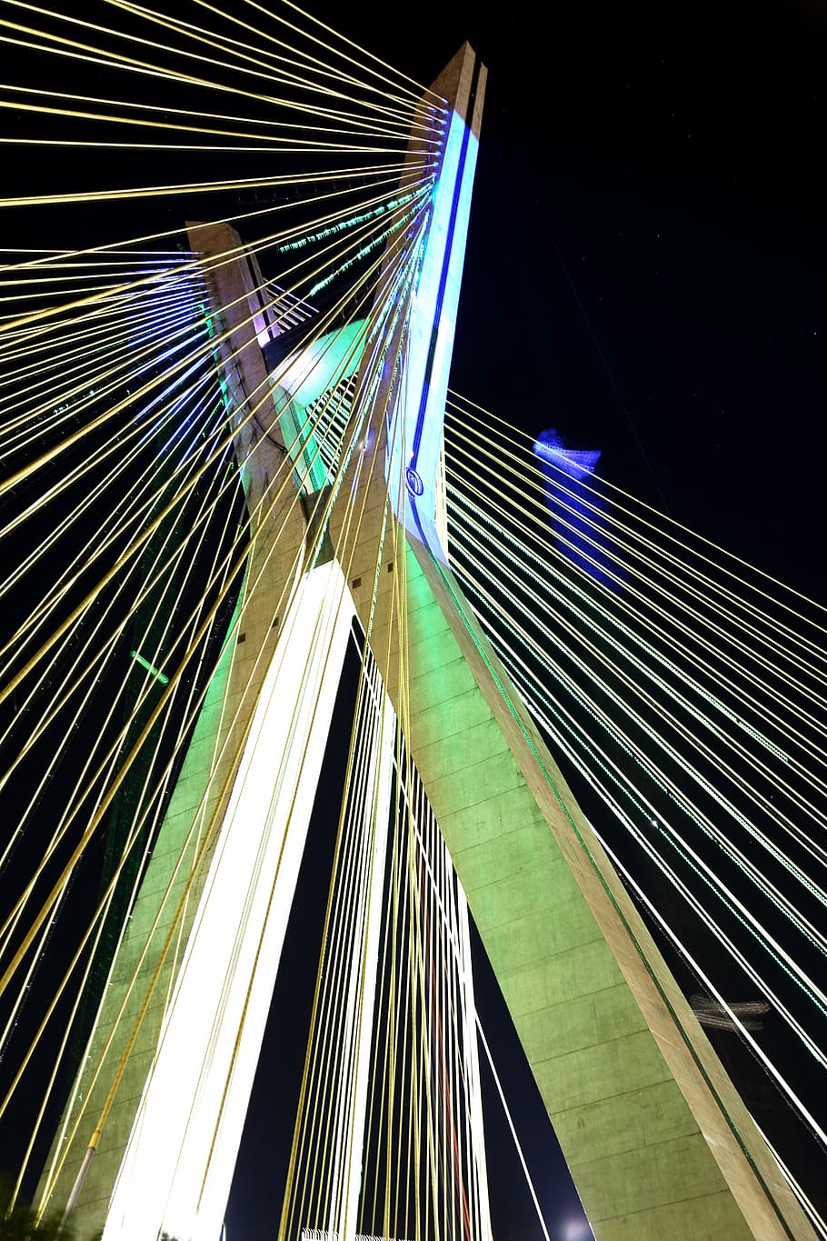 bridge, suspended on cables, são paulo, architecture, postcard, HD wallpaper