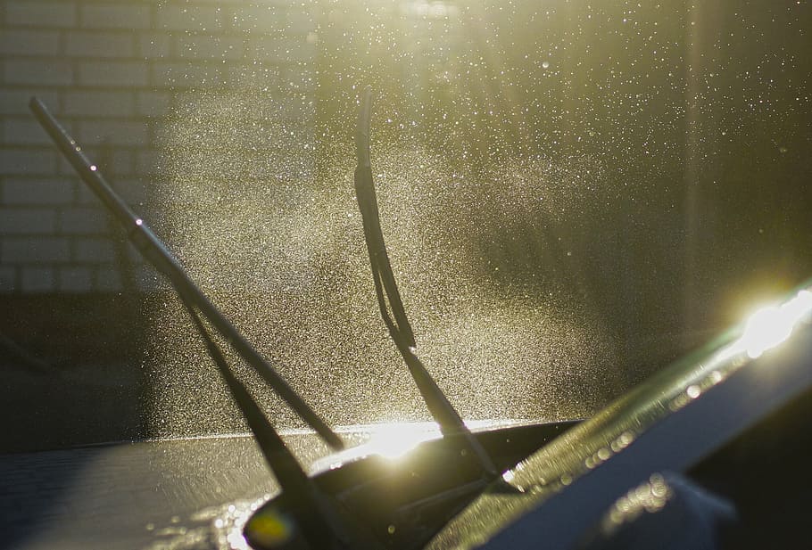 machine, wipers, washing machine, drops, spray, sunlight, nature HD wallpaper