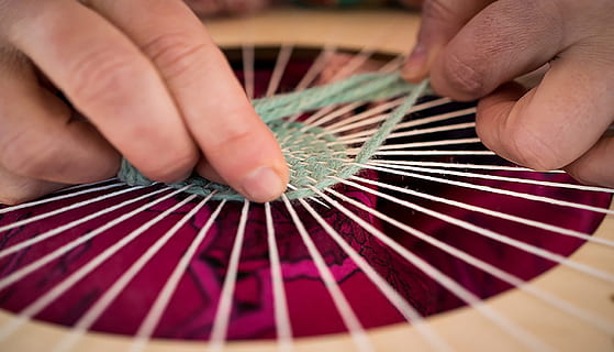 low light photography of person weaving, frame, lana, thread HD wallpaper
